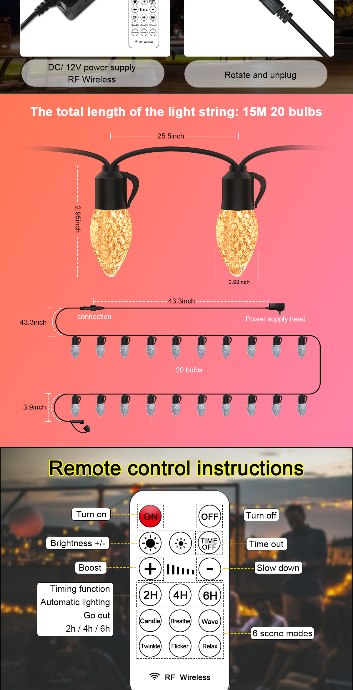 LED remote control light string